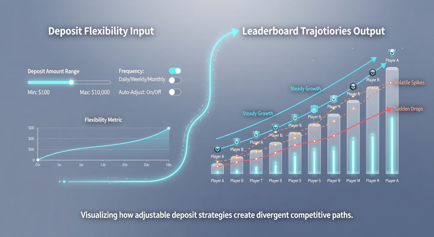 Grafik veranschaulicht Leaderboard-Trajektorien mit und ohne flexible Einzahlungsoptionen
